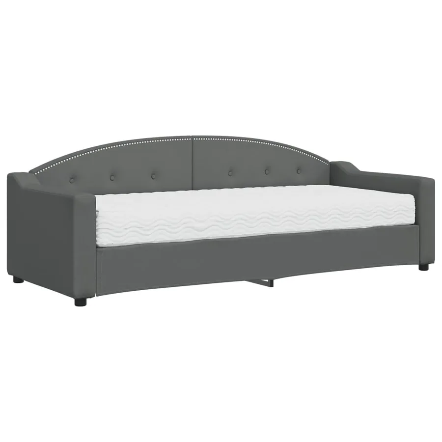 Lit de jour avec matelas gris foncé 80x200 cm tissu - 2