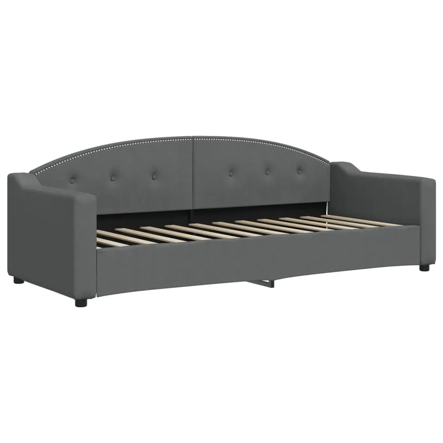 Lit de jour avec matelas gris foncé 80x200 cm tissu - 3