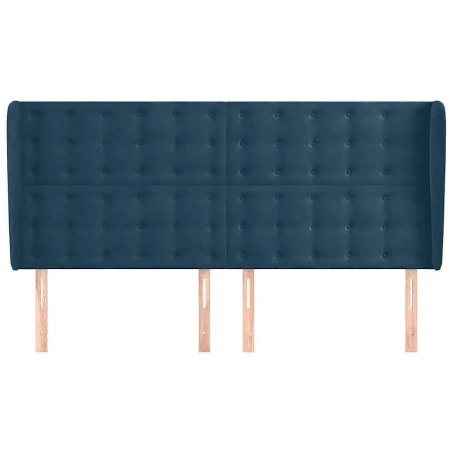 Tête de lit avec oreilles Bleu foncé 203x23x118/128 cm Velours - 3