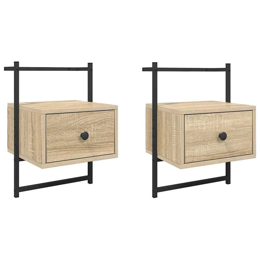 Table de chevet murale 2 pcs chêne sonoma 35x30x51 cm - 2