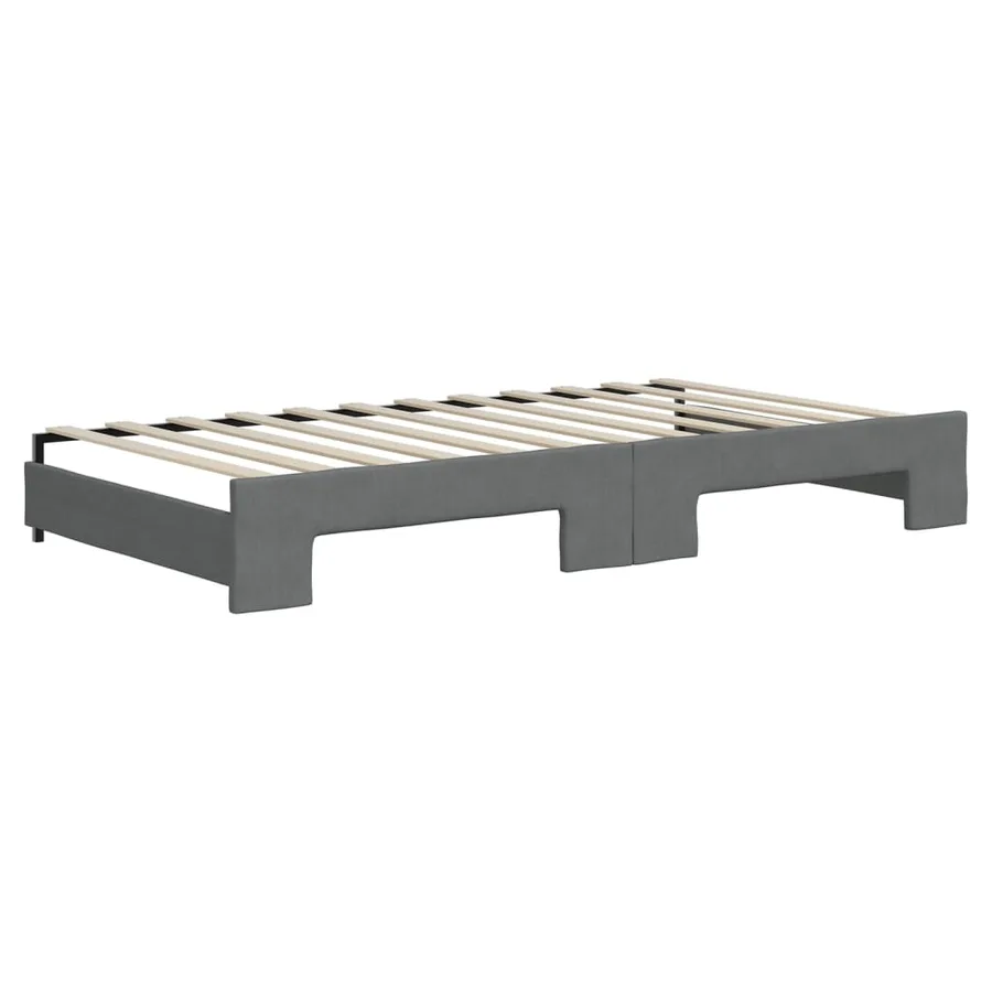 Lit de jour avec gigogne et matelas gris foncé 100x200 cm tissu - 5