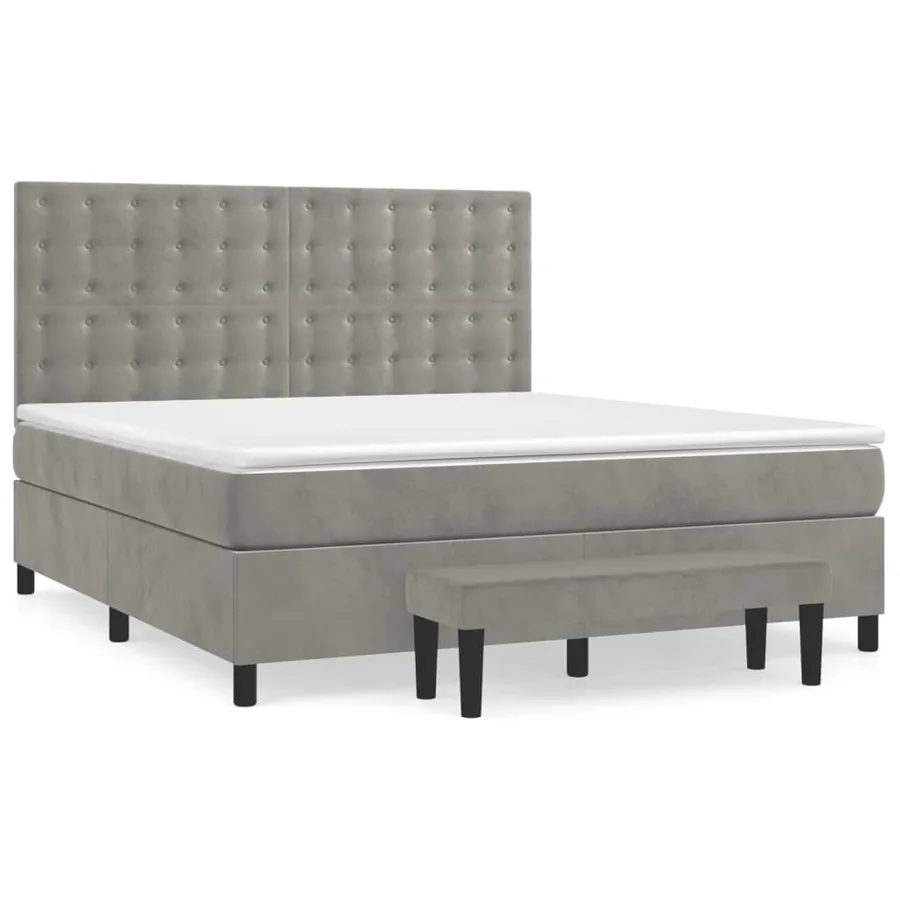 Sommier à lattes de lit et matelas Gris clair 180x200cm Velours - 3