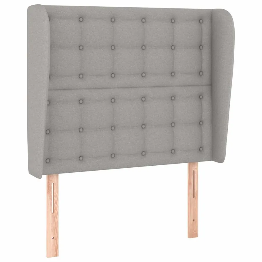 Tête de lit avec oreilles Gris clair 93x23x118/128 cm Tissu - 2