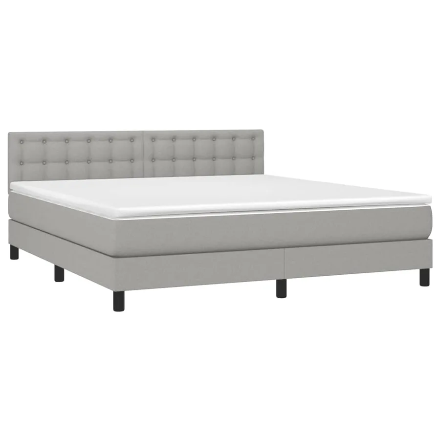 Sommier à lattes de lit et matelas et LED Gris clair 180x200 cm - 3