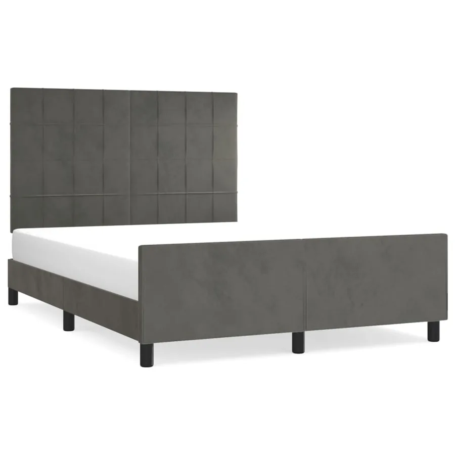 Cadre de lit sans matelas gris foncé 140x200 cm velours - 2