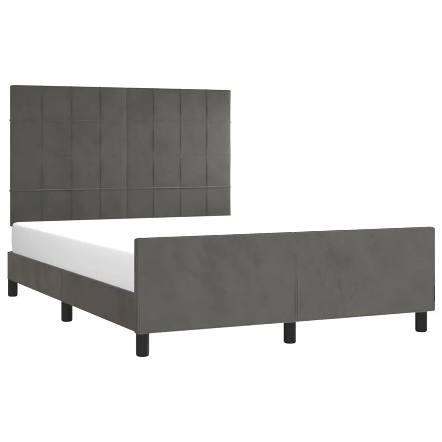 Cadre de lit sans matelas gris foncé 140x200 cm velours - 3