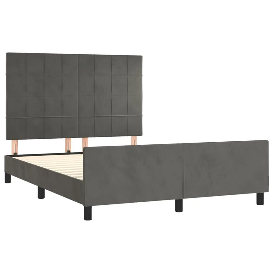 Cadre de lit sans matelas gris foncé 140x200 cm velours - 4
