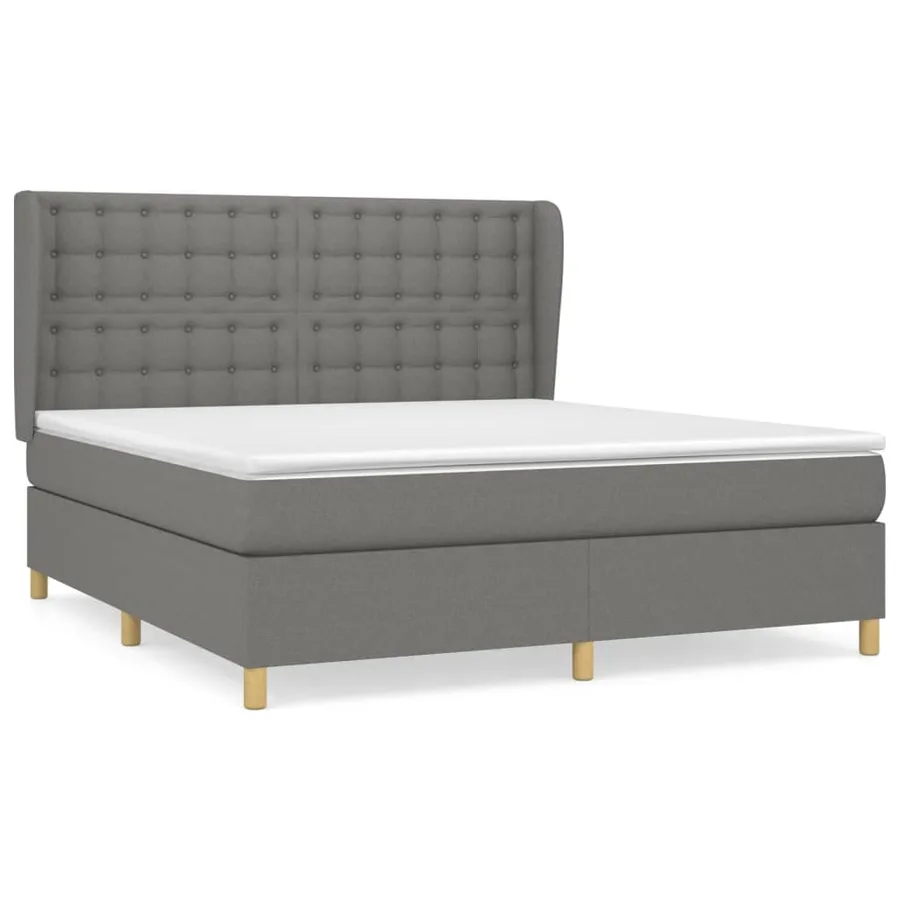 Sommier à lattes de lit avec matelas Gris foncé 180x200cm Tissu - 2