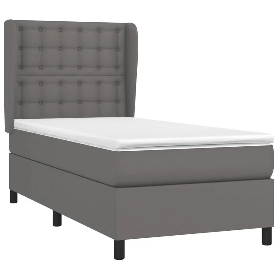 Sommier à lattes de lit avec matelas Gris 90x200 cm Similicuir - 3