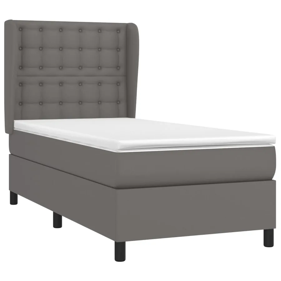Sommier à lattes de lit avec matelas Gris 90x190 cm Similicuir - 3