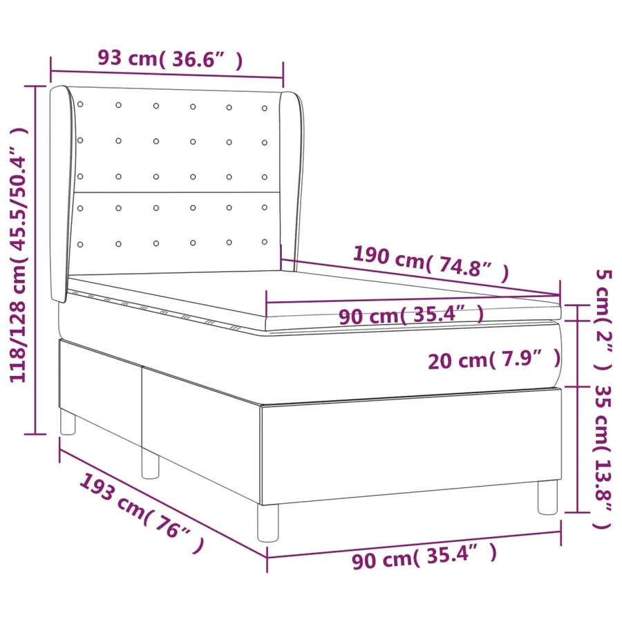 Sommier à lattes de lit avec matelas Gris 90x190 cm Similicuir - 7