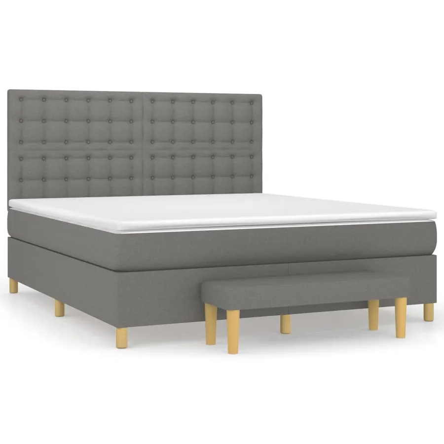 Sommier à lattes de lit avec matelas Gris foncé 180x200cm Tissu - 2