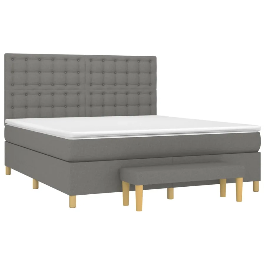 Sommier à lattes de lit avec matelas Gris foncé 180x200cm Tissu - 3