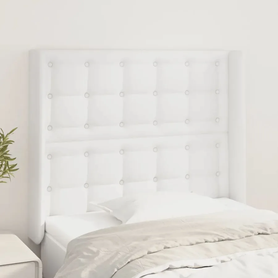 Tête de lit avec oreilles Blanc 103x16x118/128 cm Similicuir