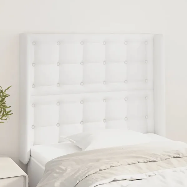 Tête de lit avec oreilles Blanc 103x16x118/128 cm Similicuir