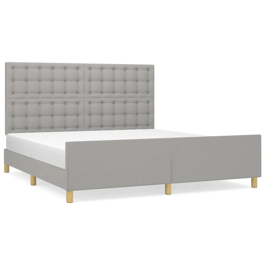 Cadre de lit sans matelas gris clair tissu - 2