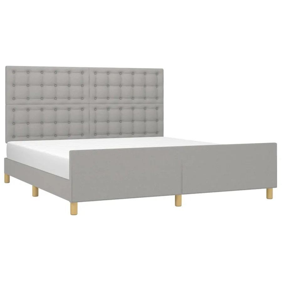 Cadre de lit sans matelas gris clair tissu - 3