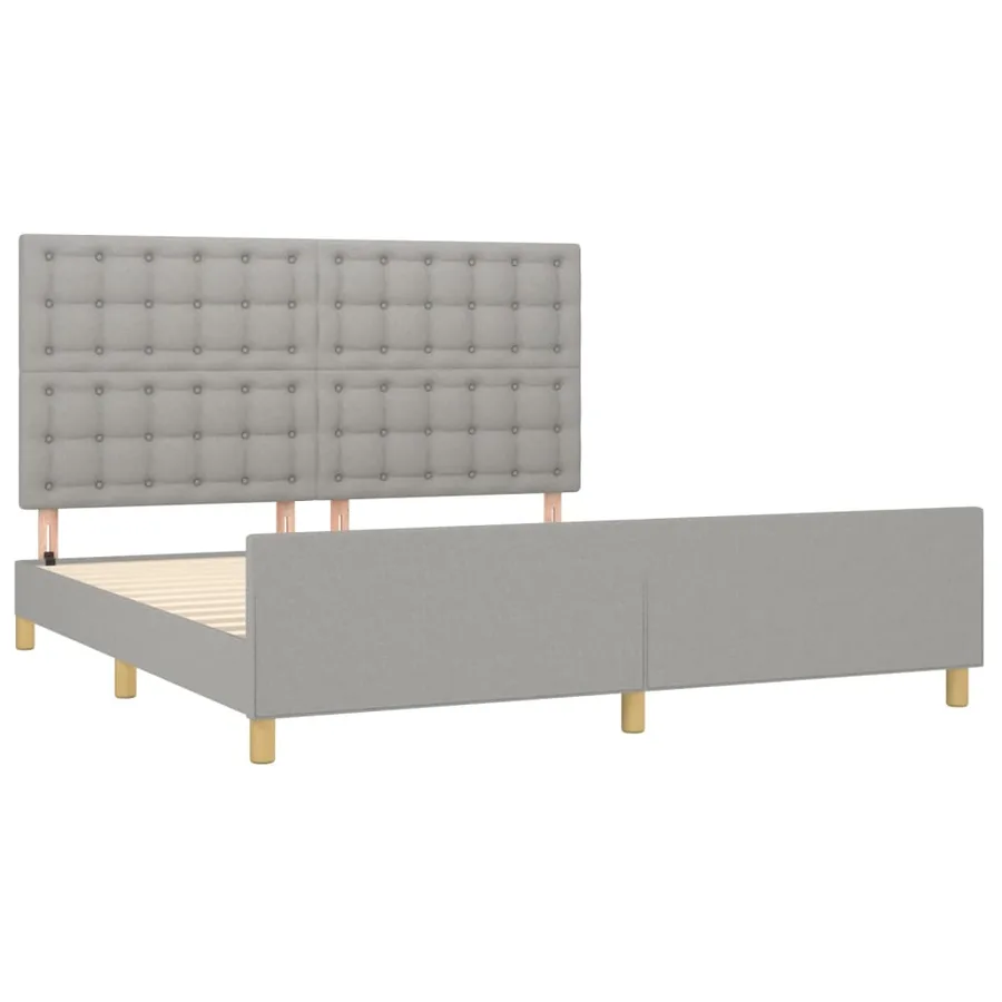 Cadre de lit sans matelas gris clair tissu - 4