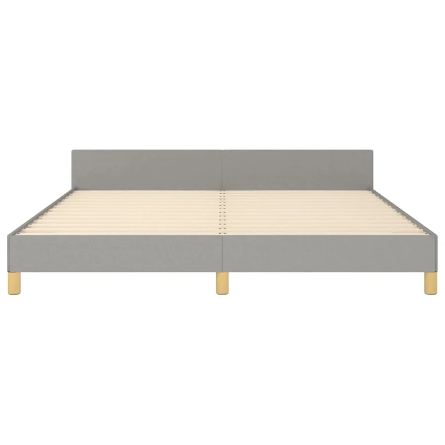 Cadre de lit sans matelas gris clair tissu - 6