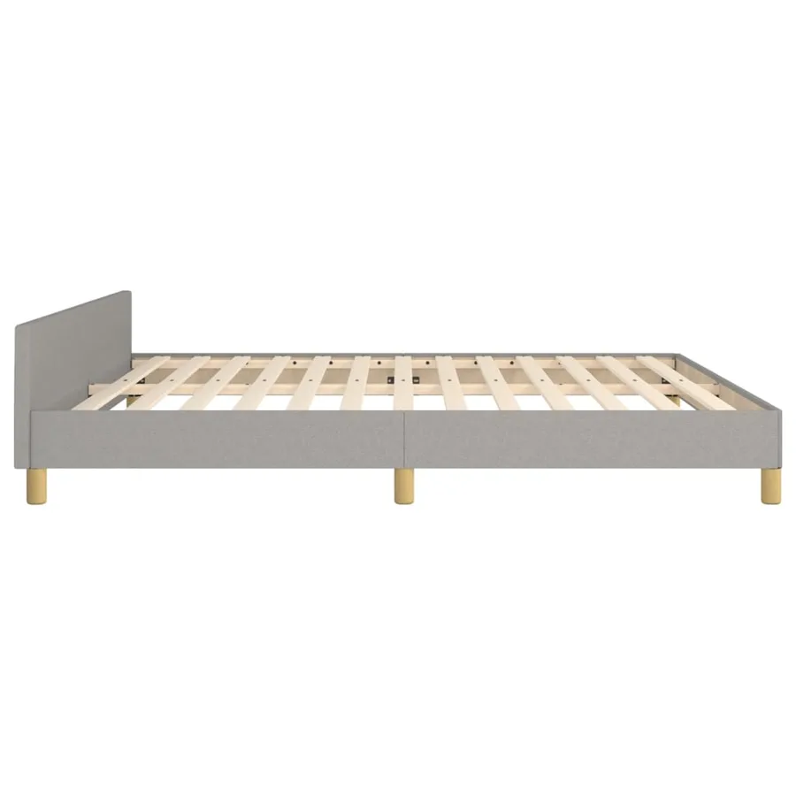 Cadre de lit sans matelas gris clair tissu - 7