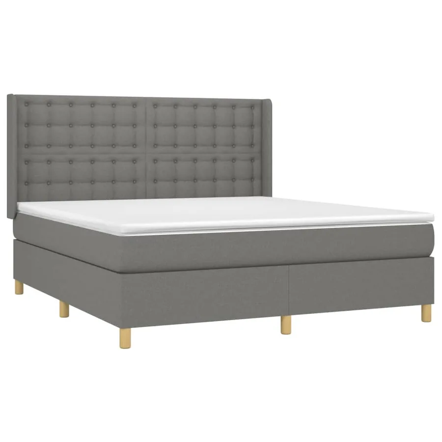 Sommier à lattes de lit avec matelas Gris foncé 180x200cm Tissu - 3