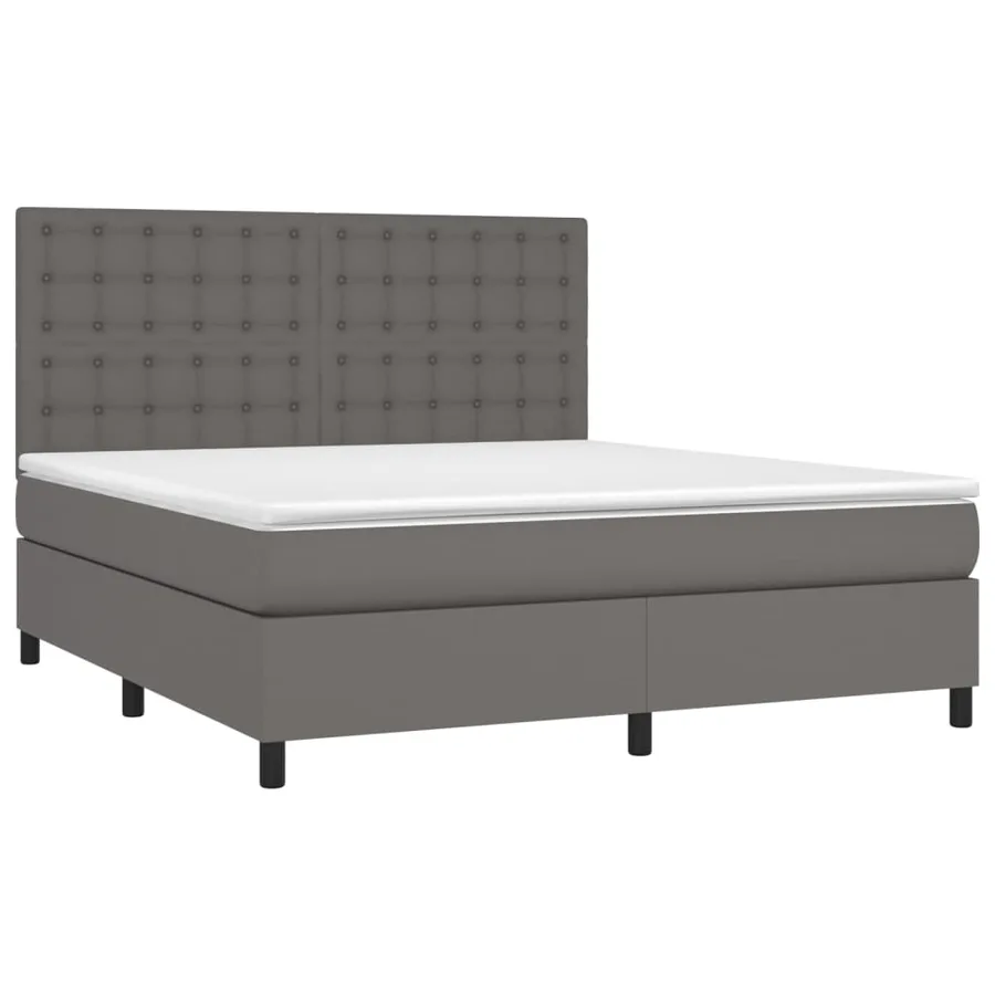 Sommier à lattes de lit avec matelas et LED Gris 180x200 cm - 3