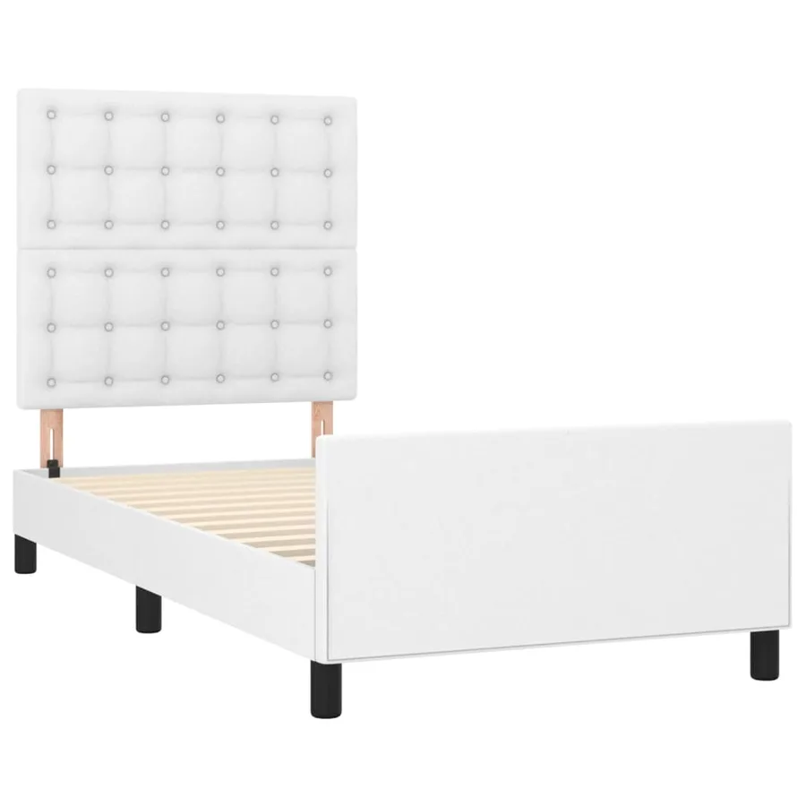 Cadre de lit sans matelas blanc 100x200 cm similicuir - 4