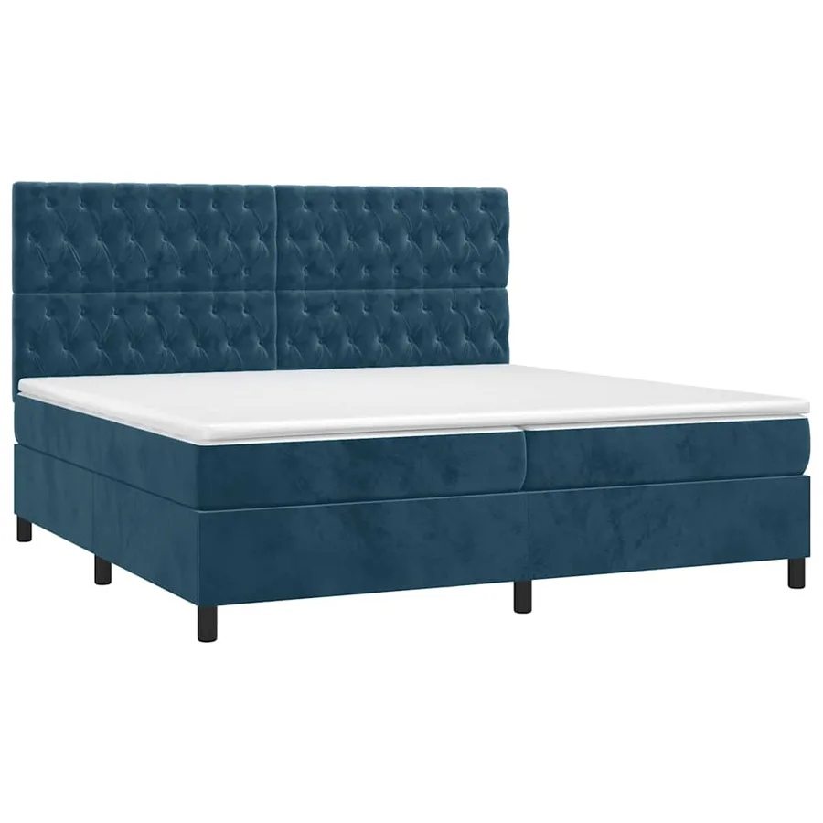 Sommier à lattes de lit et matelas Bleu foncé 200x200cm Velours - 3