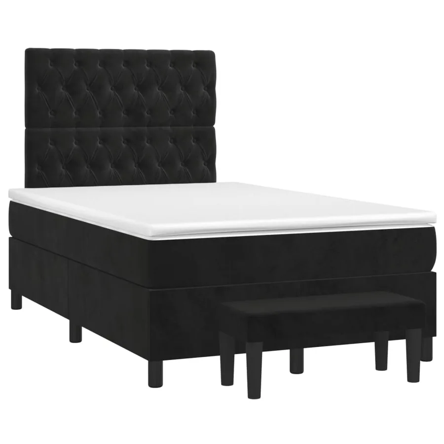 Sommier à lattes de lit avec matelas Noir 120x200 cm Velours - 3