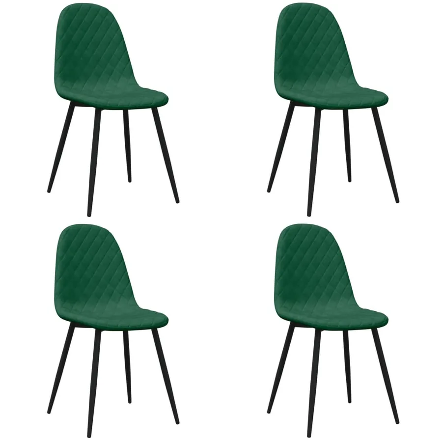 Chaises à manger lot de 4 Vert foncé Velours - 2