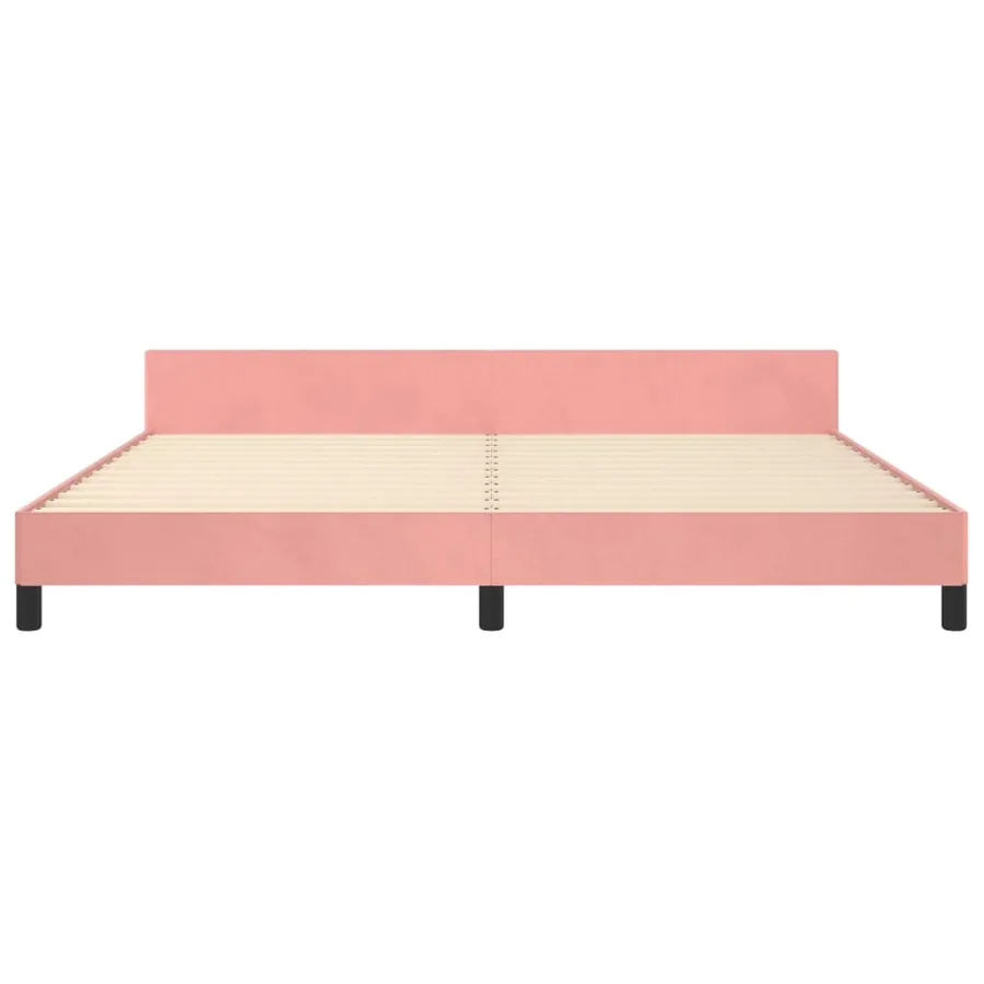 Cadre de lit sans matelas rose 200x200 cm velours - 6