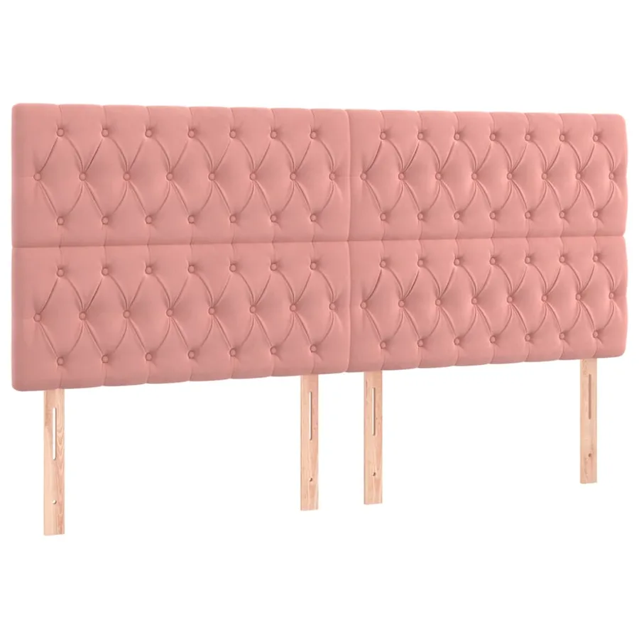 Cadre de lit sans matelas rose 200x200 cm velours - 8