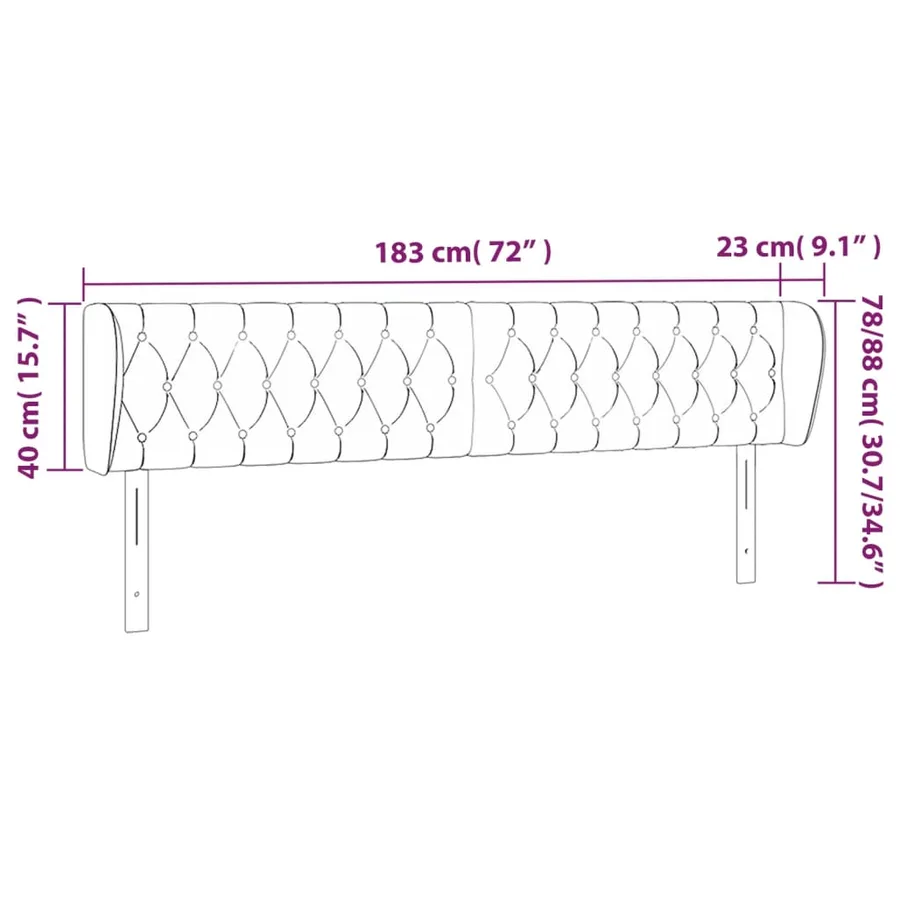 Tête de lit avec oreilles Rose 183x23x78/88 cm Velours - 9