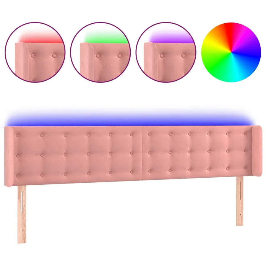 Tête de lit à LED Rose 203x16x78/88 cm Velours - 2