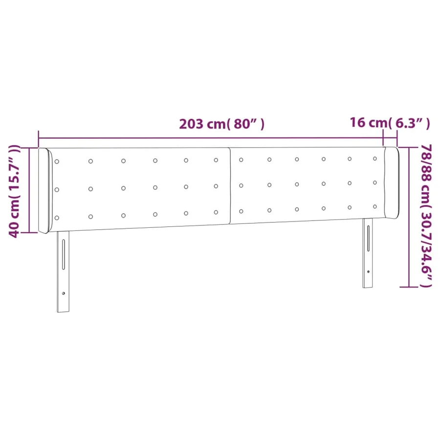 Tête de lit à LED Rose 203x16x78/88 cm Velours - 6