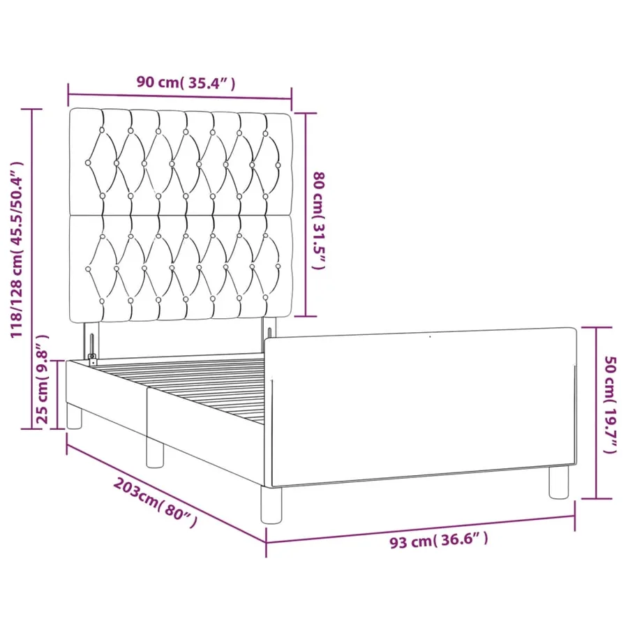 Cadre de lit sans matelas rose 90x200 cm velours - 14