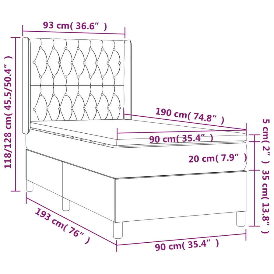 Sommier à lattes de lit avec matelas Rose 90x190 cm Velours - 7