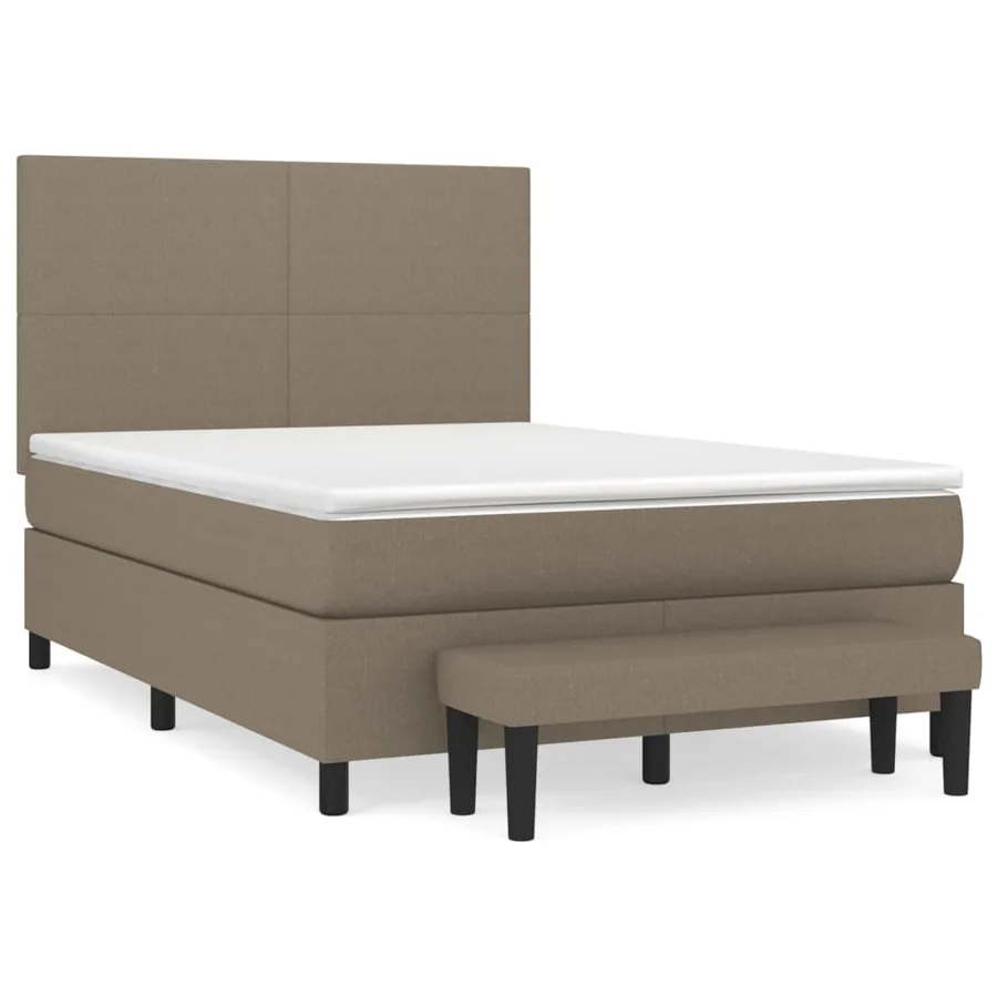 Sommier à lattes de lit avec matelas Taupe 140x190 cm Tissu - 2