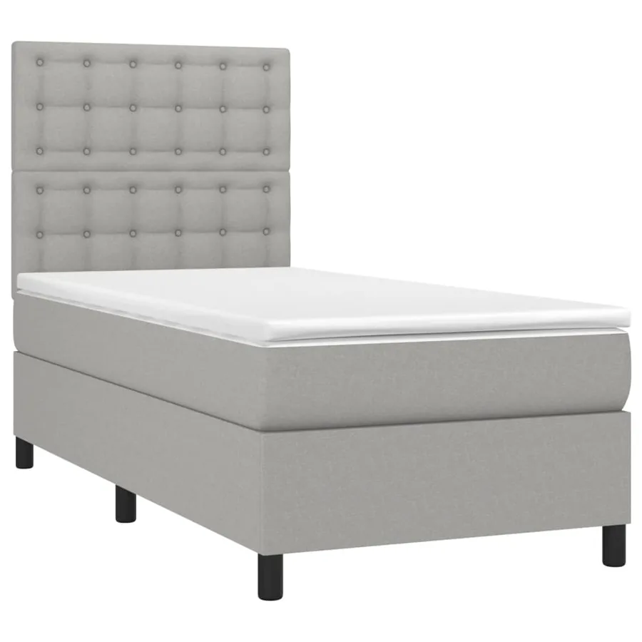 Sommier à lattes de lit et matelas Gris clair 90x190 cm Tissu - 3