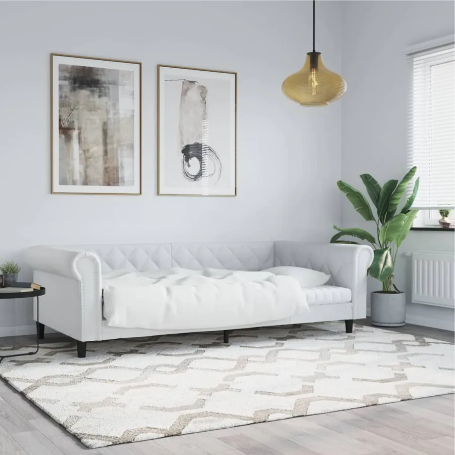 Lit de jour blanc 100x200 cm similicuir