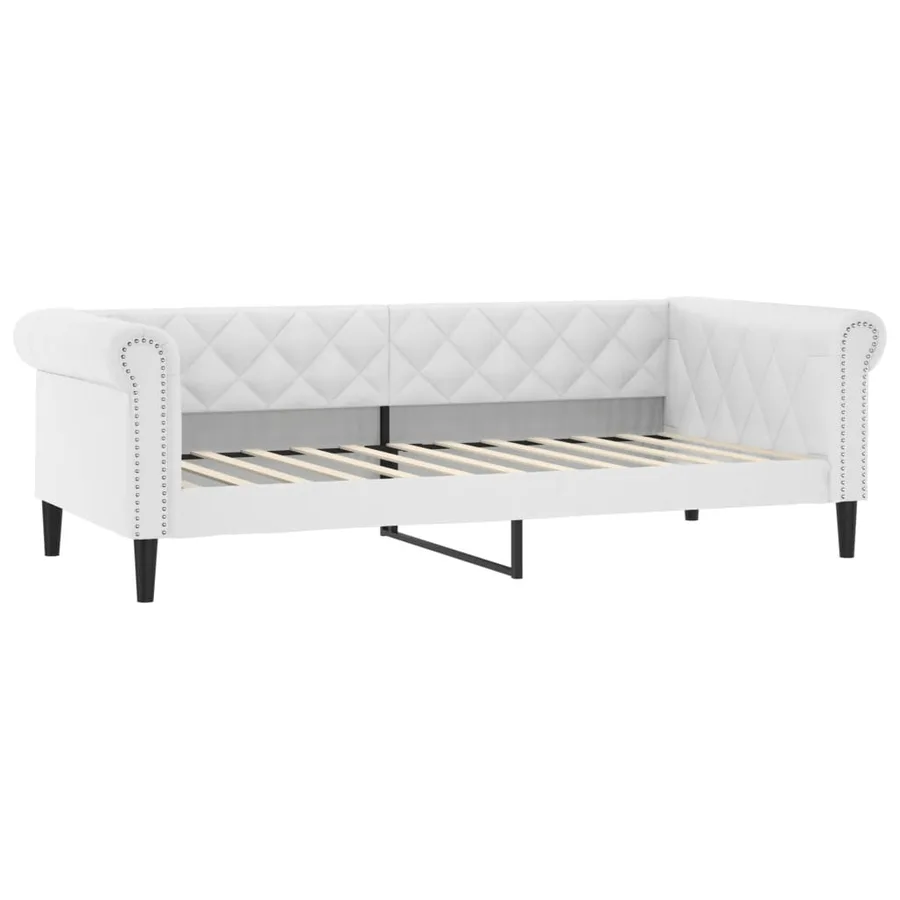 Lit de jour blanc 100x200 cm similicuir - 2