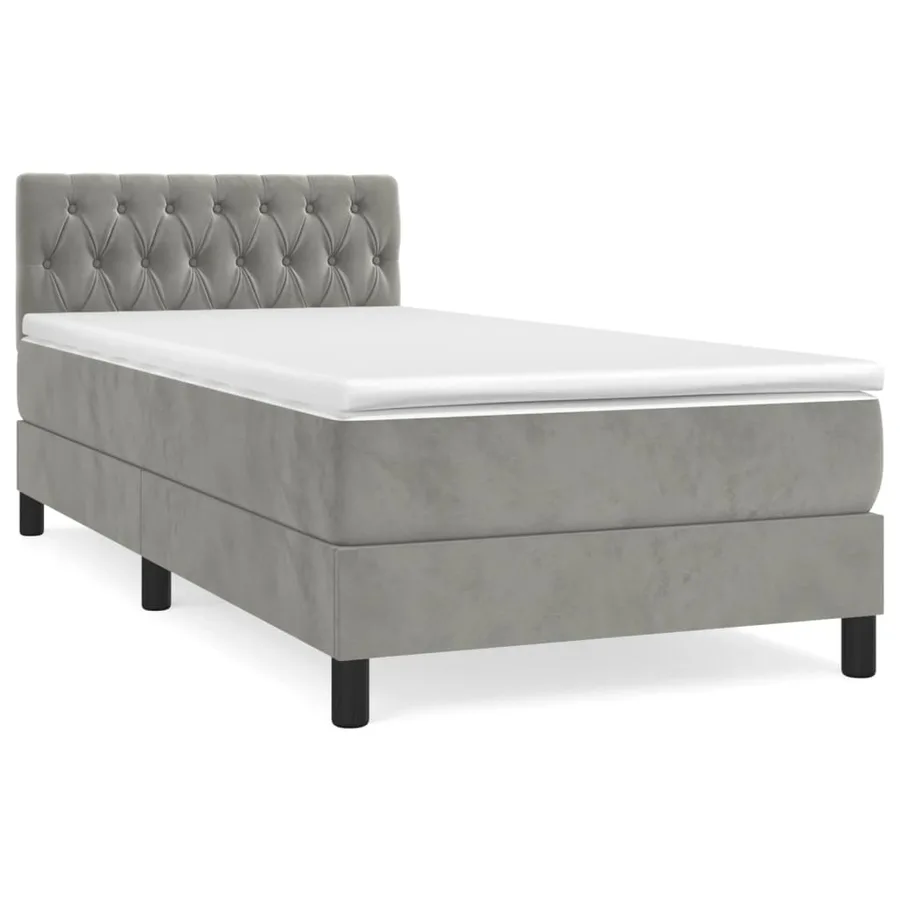 Sommier à lattes de lit et matelas Gris clair 90x200 cm Velours - 2