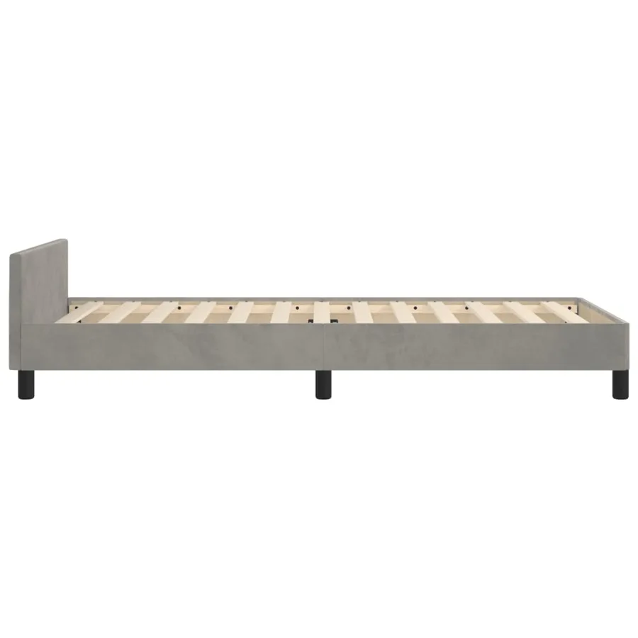 Cadre de lit sans matelas gris clair 90x200 cm velours - 7