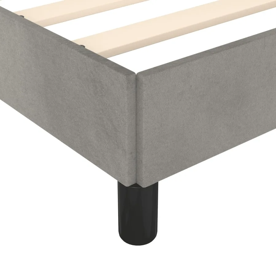 Cadre de lit sans matelas gris clair 90x200 cm velours - 9