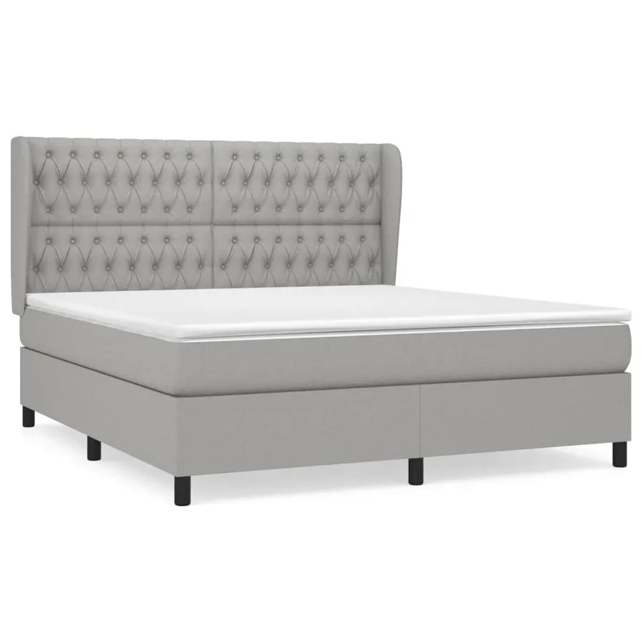 Sommier à lattes de lit avec matelas Gris clair 180x200cm Tissu - 2