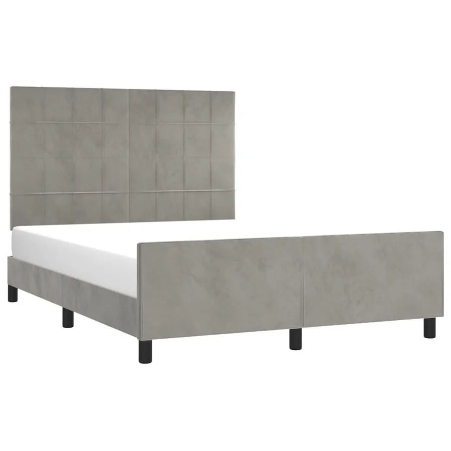Cadre de lit sans matelas gris clair 140x190 cm velours - 3