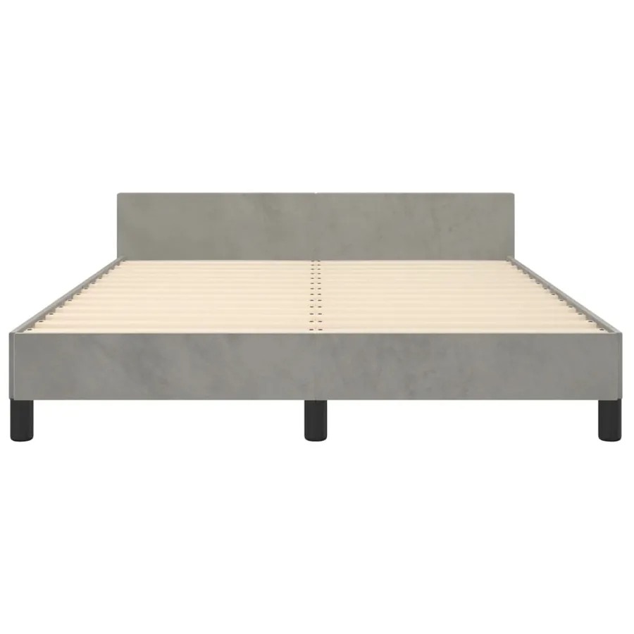 Cadre de lit sans matelas gris clair 140x190 cm velours - 6
