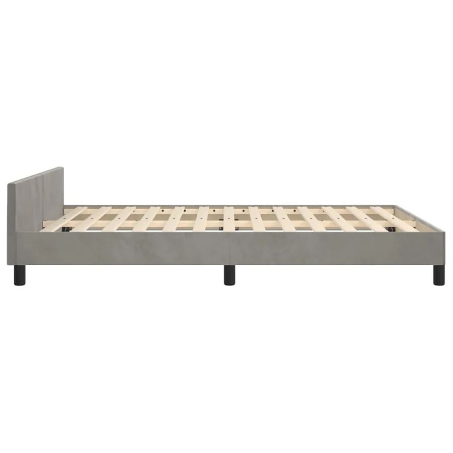 Cadre de lit sans matelas gris clair 140x190 cm velours - 7