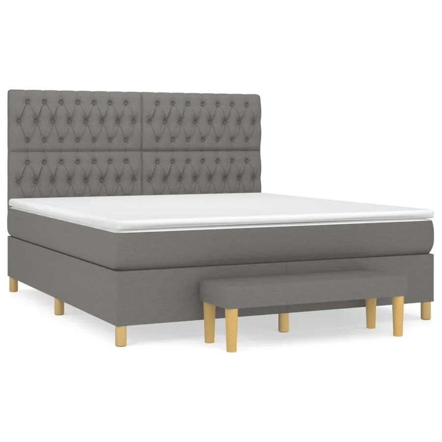 Sommier à lattes de lit avec matelas Gris foncé 180x200cm Tissu - 2