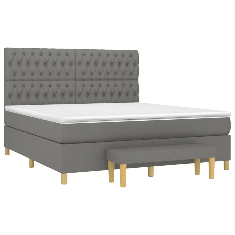 Sommier à lattes de lit avec matelas Gris foncé 180x200cm Tissu - 3